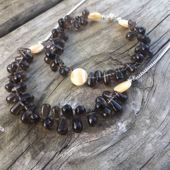 Smoky Quartz Gemstone Silver Necklace Bracelet - Picture 2 of 7